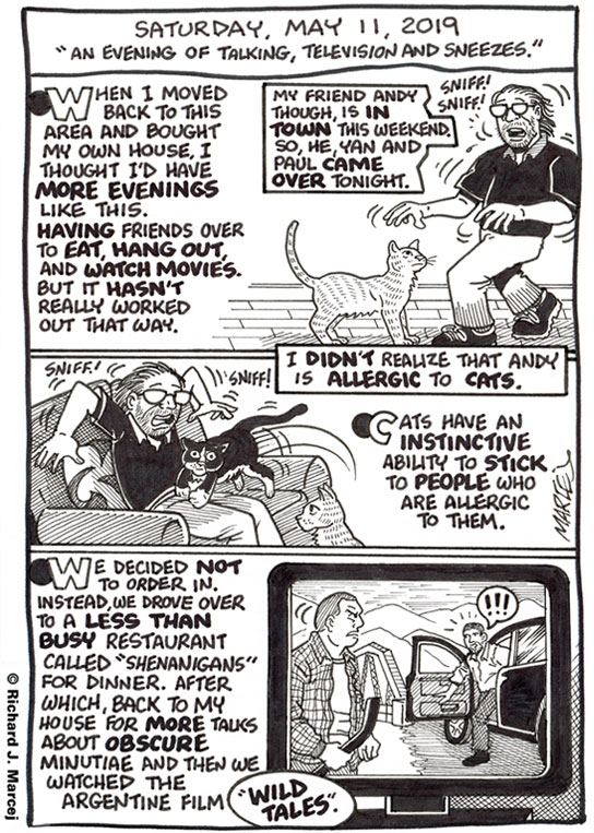 Daily Comic Journal: May 11, 2019: An Evening Of Talking, Television And Sneezes.”