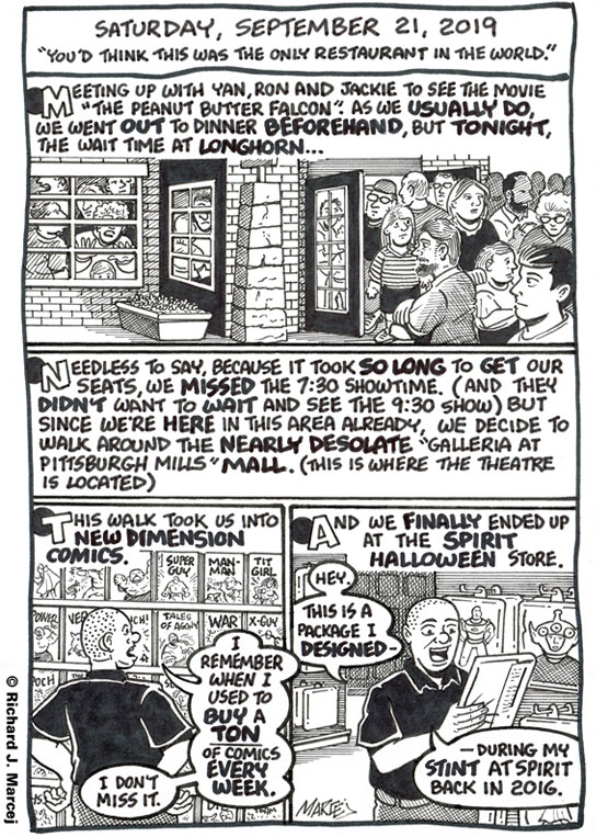 Daily Comic Journal: September 21, 2019: “You’d Think This Was The Only Restaurant In The World.”