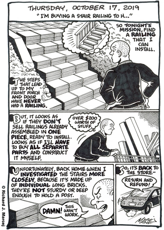 Daily Comic Journal: October 17, 2019: “I’m Buying A Stair Railing To H…”