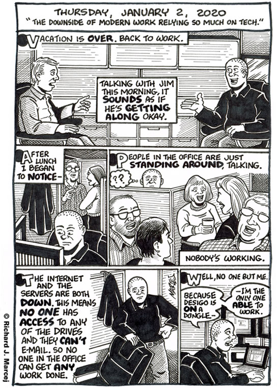 Daily Comic Journal: January 2, 2020: “The Downside Of Modern Work Relying So Much On Tech.”