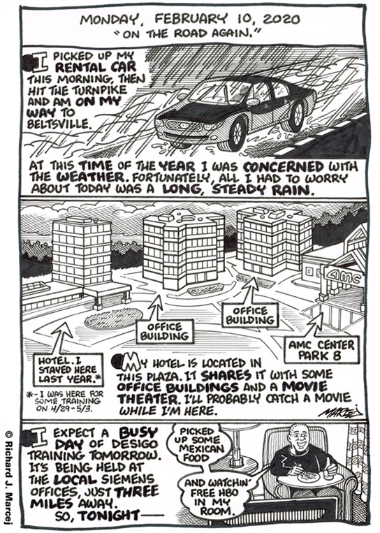 Daily Comic Journal: February 10, 2020: “On The Road Again.”