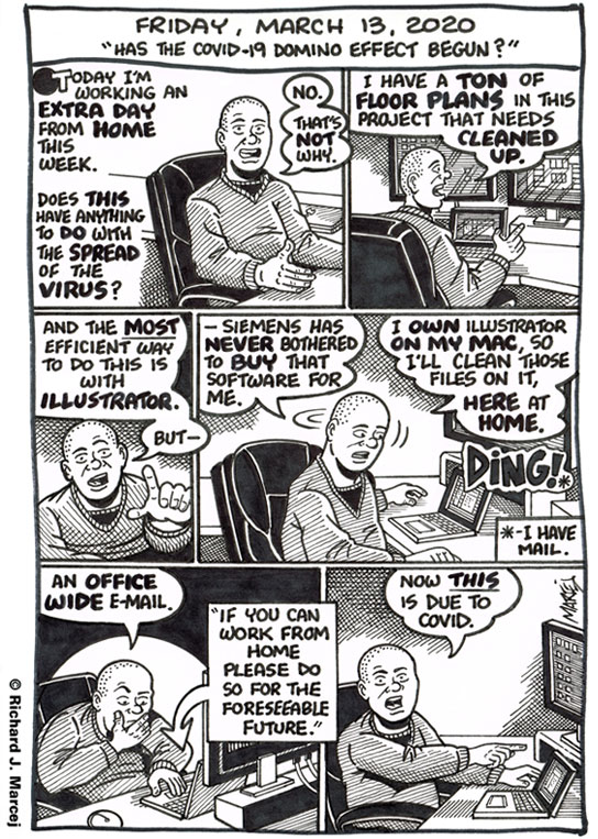 Daily Comic Journal: March 13, 2020: “Has The Covid-19 Domino Effect Begun?”