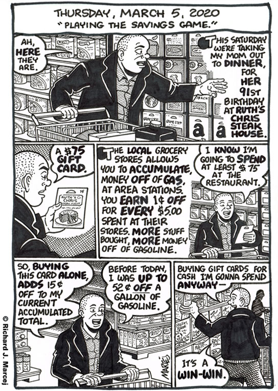 Daily Comic Journal: March 5, 2020: “Playing The Savings Game.”