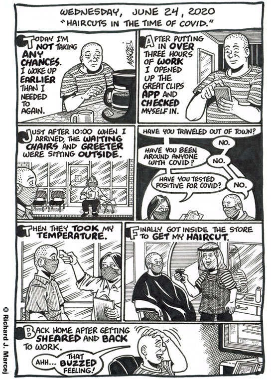 Daily Comic Journal: June 24, 2020: “Haircuts In The Time Of Covid.”