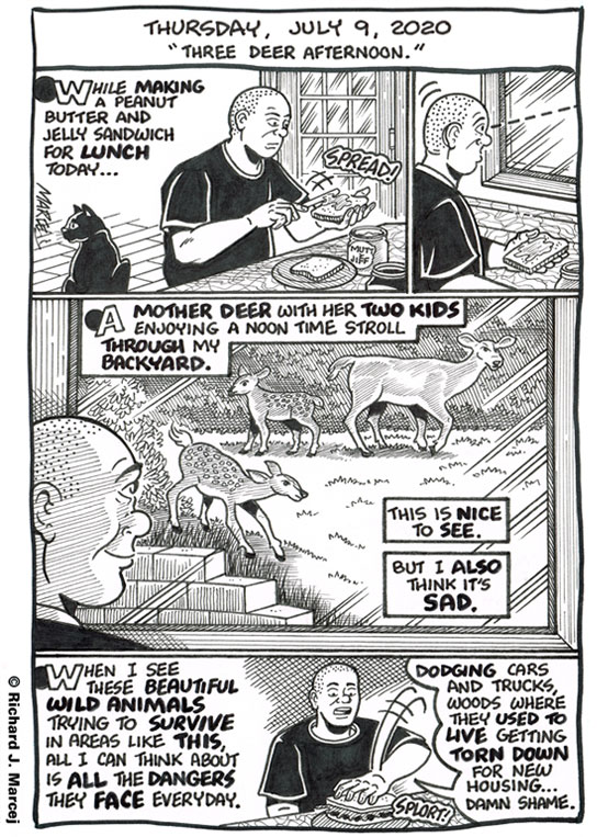 Daily Comic Journal: July 9, 2020: “Three Deer Afternoon.”