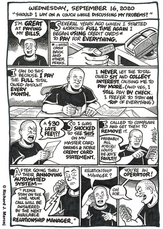 Daily Comic Journal: September 16, 2020: “Should I Lay On A Couch While Discussing My Problems?”