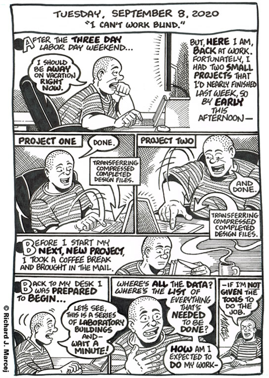 Daily Comic Journal: September 8, 2020: “I Can’t Work Blind.”