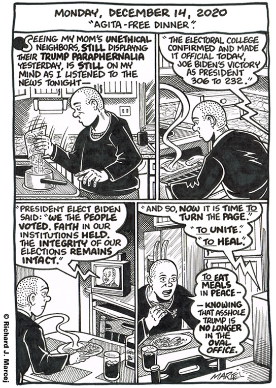 Daily Comic Journal: December 14, 2020: “Agita-free Dinner.”