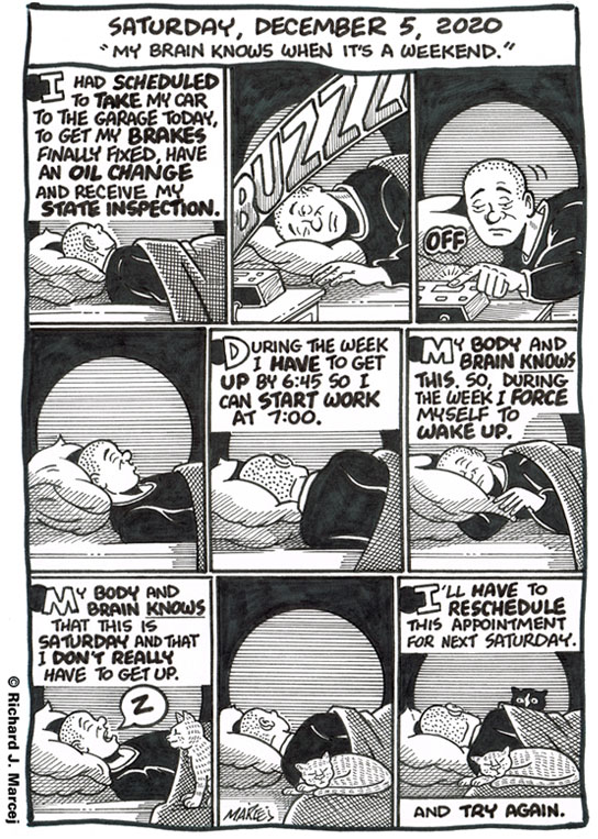 Daily Comic Journal: December 5, 2020: “My Brain Knows When It’s A Weekend.”