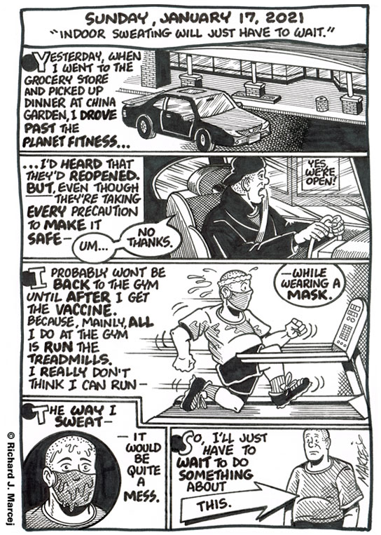 Daily Comic Journal: January 17, 2021: “Indoor Sweating Will Just Have To Wait.”