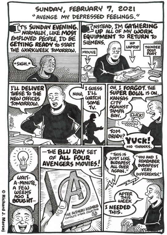 Daily Comic Journal: February 7, 2021: “Avenge My Depressed Feelings.”