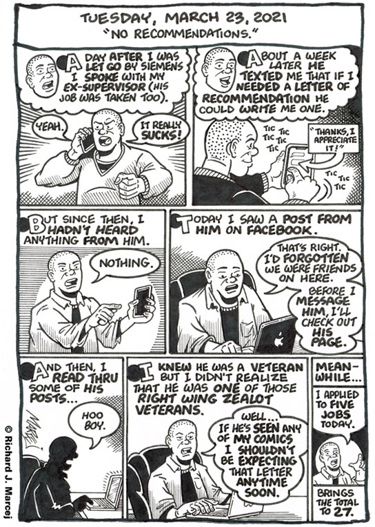 Daily Comic Journal: March 23, 2021: “No Recommendations.”