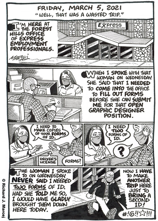 Daily Comic Journal: March 5, 2021: “Well, That Was A Wasted Trip.”