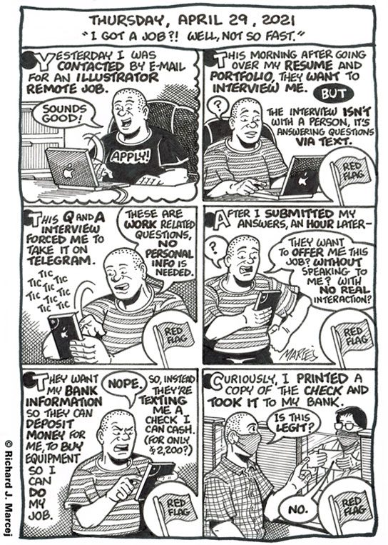 Daily Comic Journal: April 29, 2021: “I Got A Job?! Well, Not So Fast.”