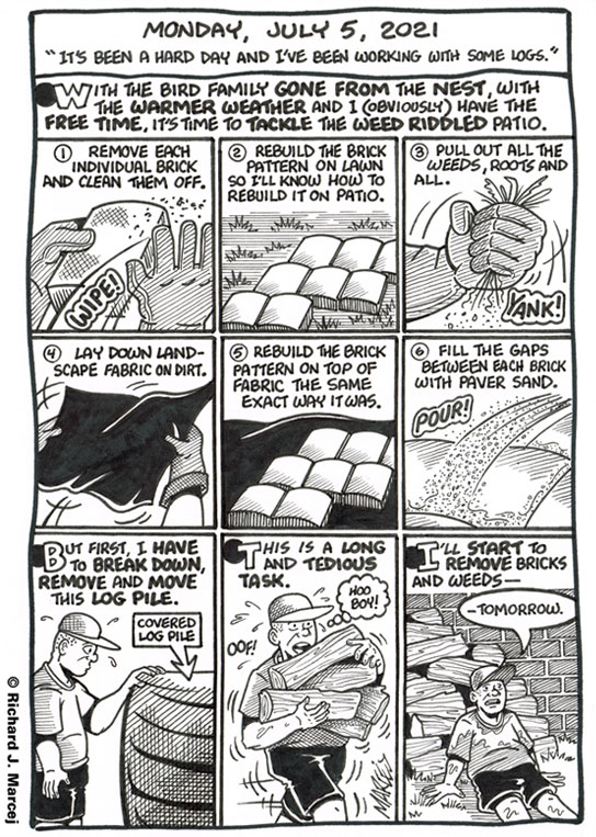 Daily Comic Journal: July 5, 2021: “It’s Been A Hard Day And I’ve Been Working With Some Logs.”