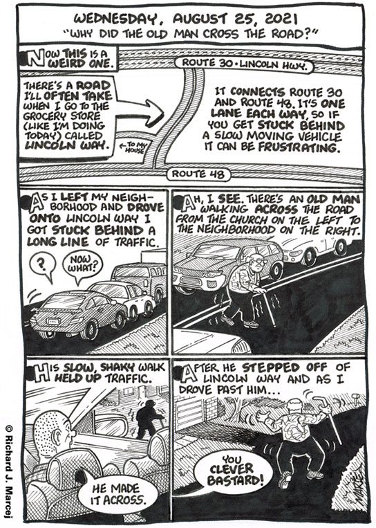 Daily Comic Journal: August 25, 2021: “Why Did The Old Man Cross The Road?”