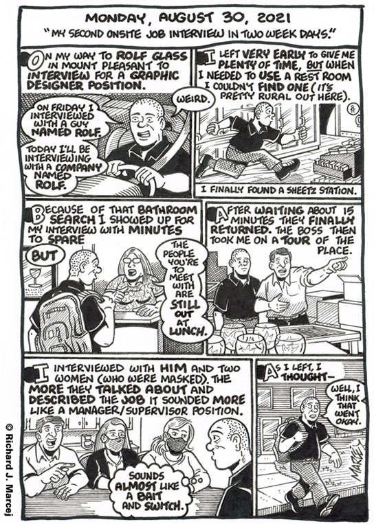 Daily Comic Journal: August 30, 2021: “My Second Onsite Job Interview In Two Week Days.”