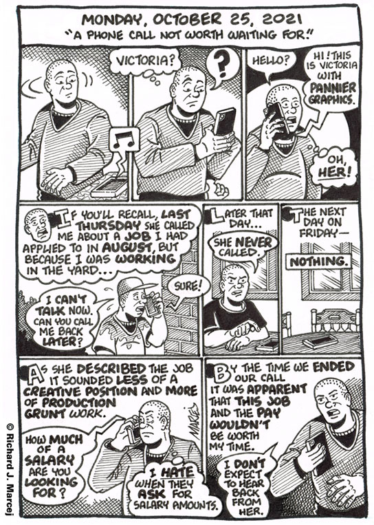 Daily Comic Journal: October 25, 2021: “A Phone Call Not Worth Waiting For.”