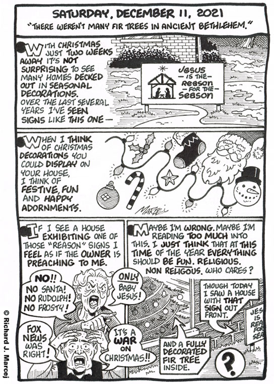 Daily Comic Journal: December 11, 2021: “There Weren’t Many Fir Trees In Ancient Bethlehem.”
