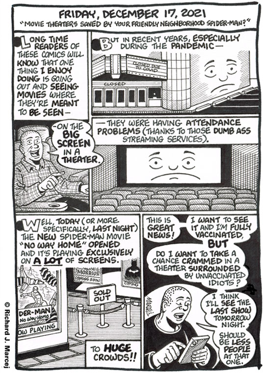 Daily Comic Journal: December 17, 2021: “Movie Theaters Saved By Your Friendly Neighborhood Spider-Man?