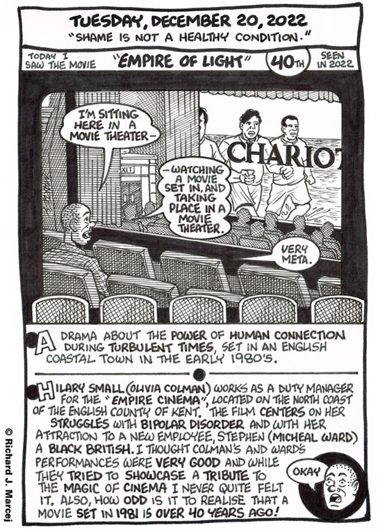 Daily Comic Journal: December 20, 2022: “Shame Is Not A Healthy Condition.”