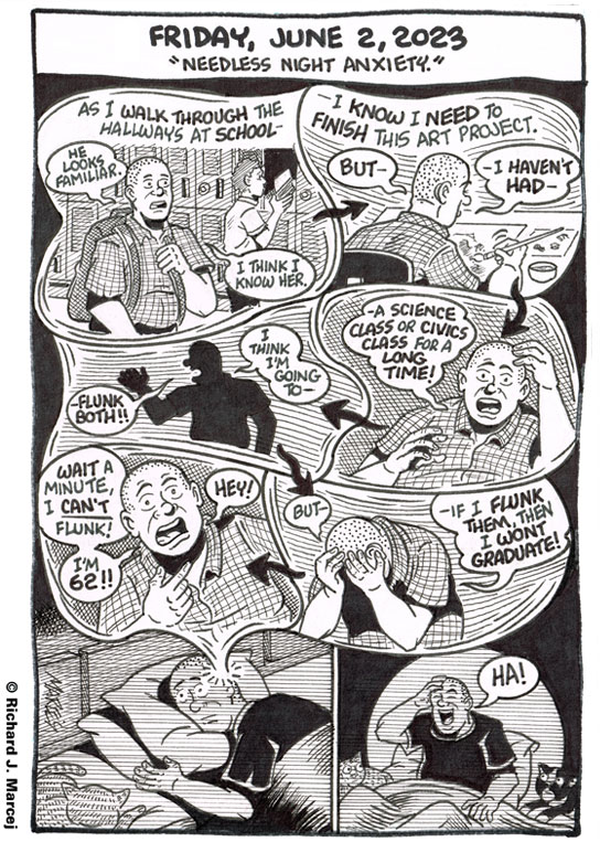 Daily Comic Journal: June 2, 2023: “Needless Night Anxiety.”