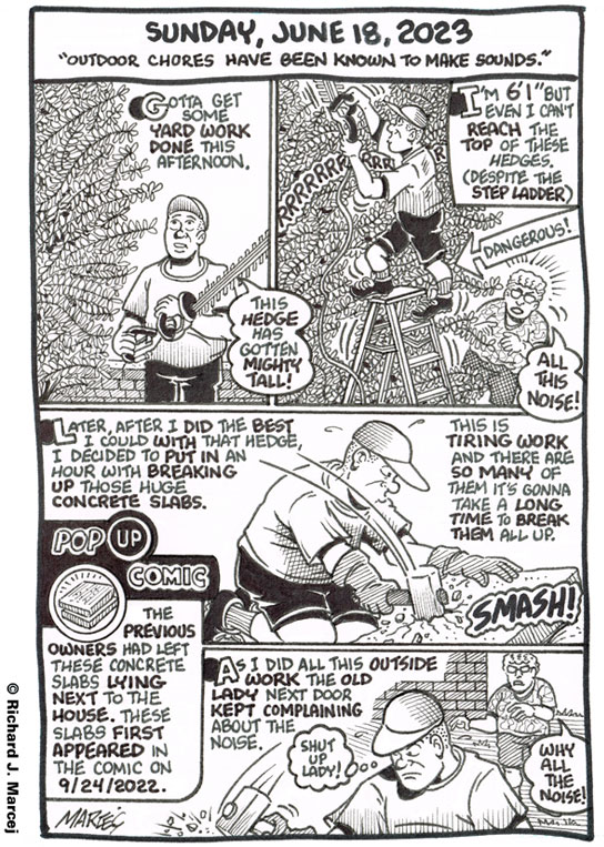 Daily Comic Journal: June 18, 2023: “Outdoor Chores Have Been Known To Make Sounds.”