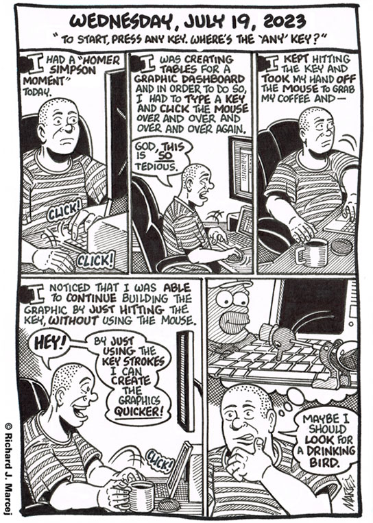 Daily Comic Journal: July 19, 2023: “To Start, Press Any Key. Where’s The ‘Any’ Key?”