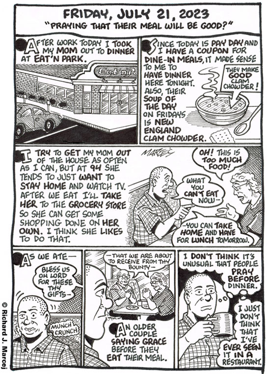 Daily Comic Journal: July 21, 2023: “Praying That Their Meal Will Be Good?”