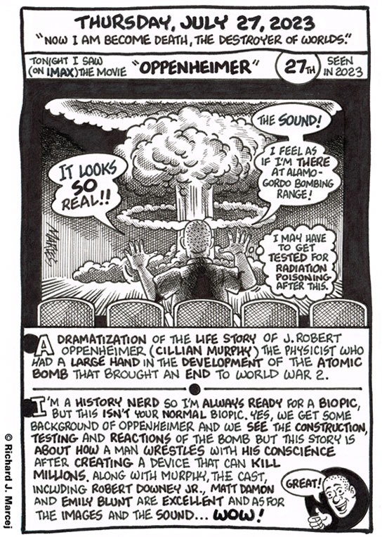 Daily Comic Journal: July 27, 2023: “Now I Am Become Death, The Destroyer Of Worlds.”