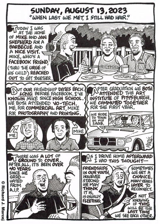 Daily Comic Journal: August 13, 2023: “When Last We Met, I Still Had Hair.”