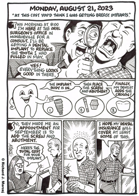 Daily Comic Journal: August 21, 2023: “At This Cost You’d Think I Was Getting Breast Implants.”