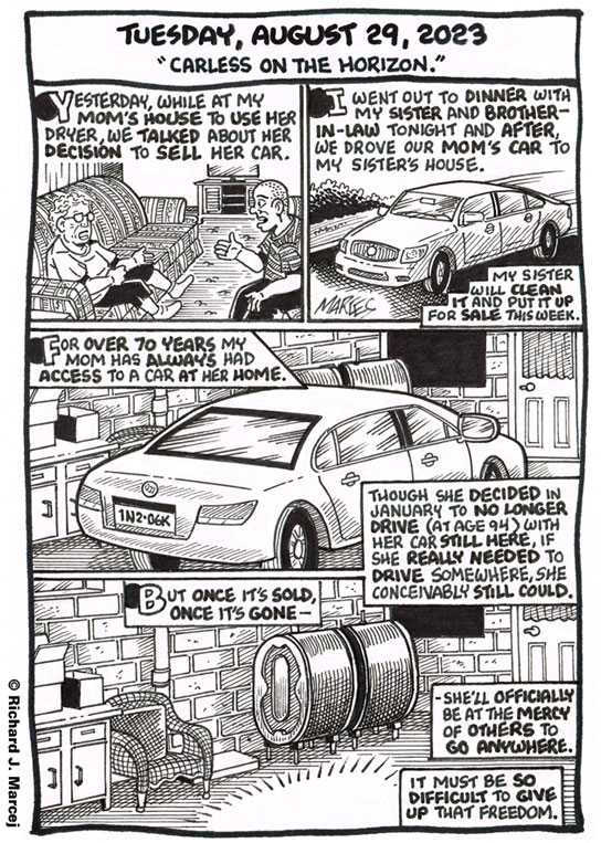 Daily Comic Journal: August 29, 2023: “Carless On The Horizon.”